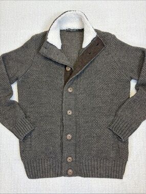 Daniele Blas Italy Wool Blend Sherpa Lined Button Cardigan Sweater Mens Size M